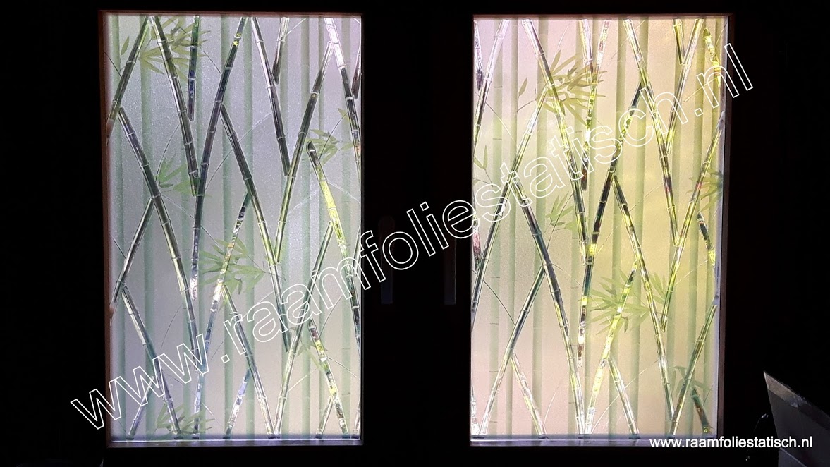 Min in stand houden Heerlijk Statische raamfolie bamboe kleuren verticaal 46cm - raamfoliestatisch